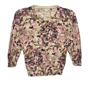 Banana Republic Floral 3/4 Sleeve Cardigan